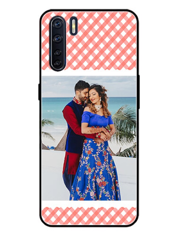 Custom Oppo F15 Personalized Glass Phone Case  - Pink Pattern Design