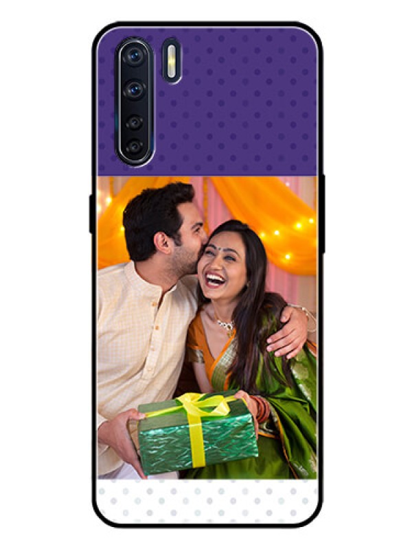 Custom Oppo F15 Personalized Glass Phone Case  - Violet Pattern Design