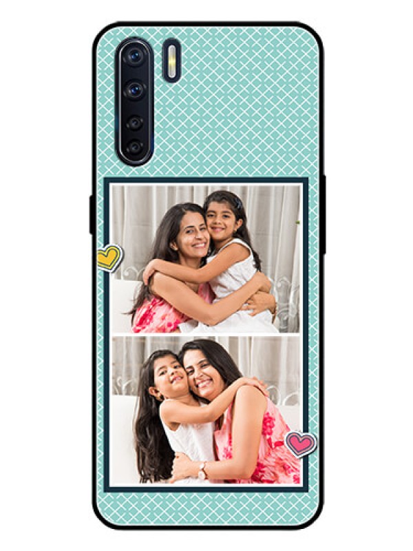 Custom Oppo F15 Custom Glass Phone Case  - 2 Image Holder with Pattern Design