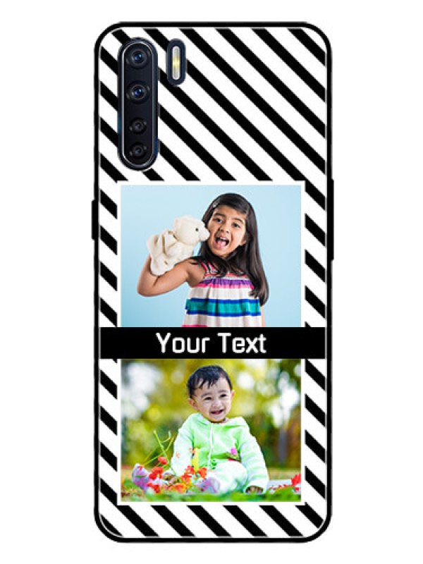 Custom Oppo F15 Photo Printing on Glass Case  - Black And White Stripes Design