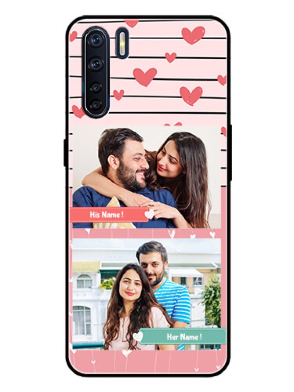 Custom Oppo F15 Custom Glass Mobile Case  - Photo with Heart Design
