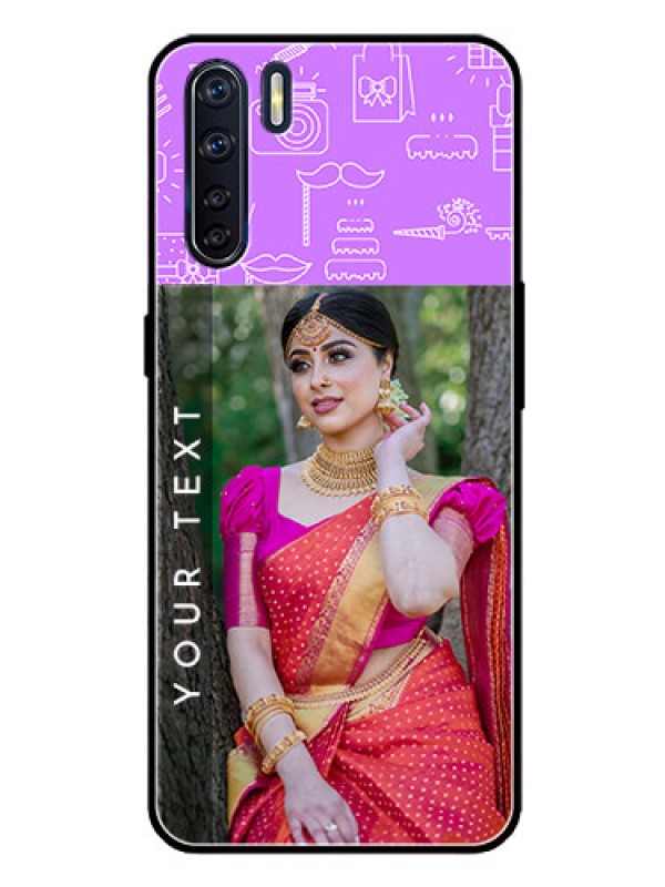 Custom Oppo F15 Custom Glass Mobile Case  - Birthday Icons Design