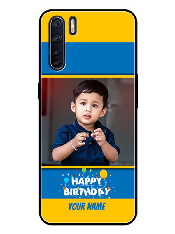 Custom Oppo F15 Custom Glass Mobile Case  - Birthday Wishes Design