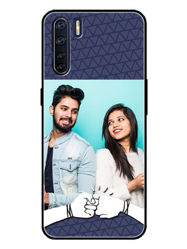 Custom Oppo F15 Photo Printing on Glass Case  - with Best Friends Design  