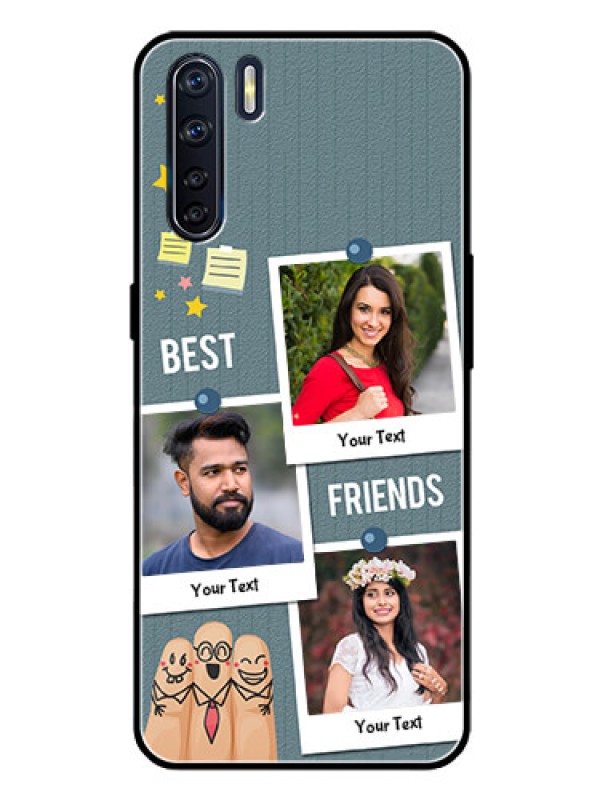 Custom Oppo F15 Personalized Glass Phone Case  - Sticky Frames and Friendship Design