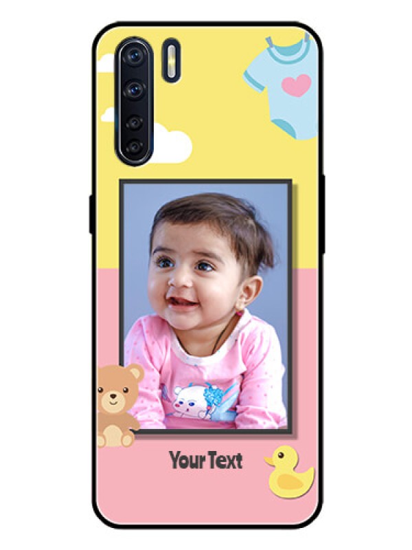 Custom Oppo F15 Photo Printing on Glass Case  - Kids 2 Color Design