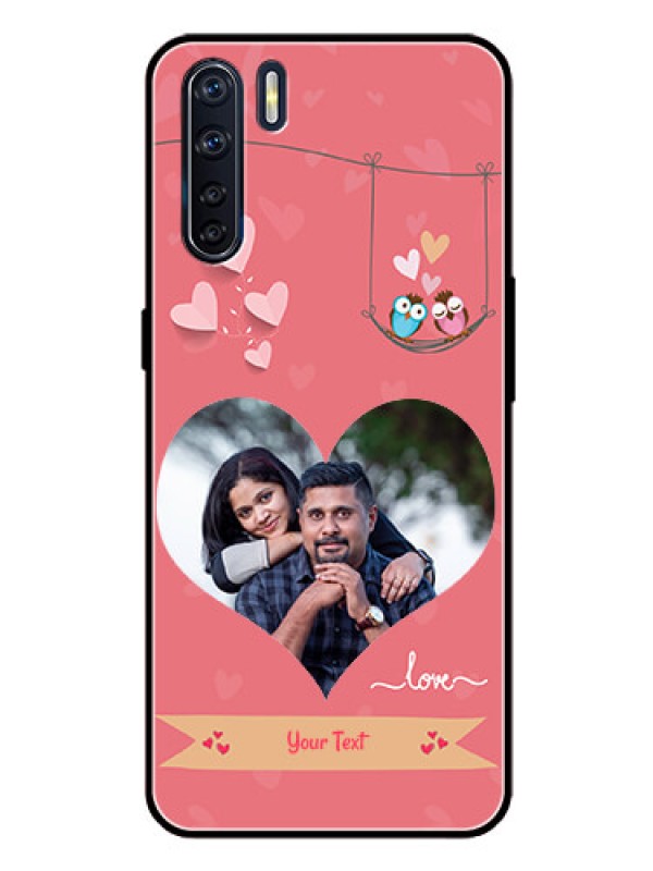 Custom Oppo F15 Personalized Glass Phone Case  - Peach Color Love Design 