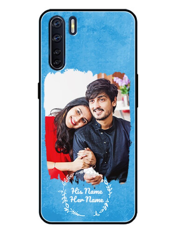 Custom Oppo F15 Custom Glass Phone Case - Blue Color Vintage Design