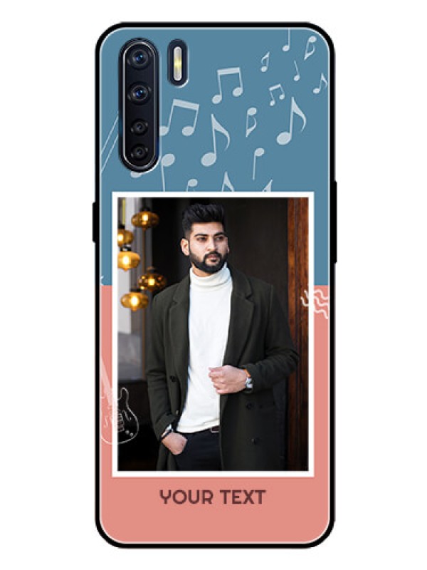 Custom Oppo F15 Photo Printing on Glass Case  - with Color Musical Note Design