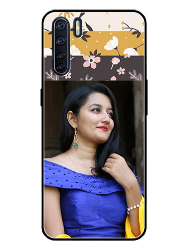 Custom Oppo F15 Custom Glass Phone Case  - Stylish Floral Design