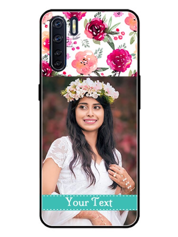 Custom Oppo F15 Custom Glass Phone Case  - Watercolor Floral Design