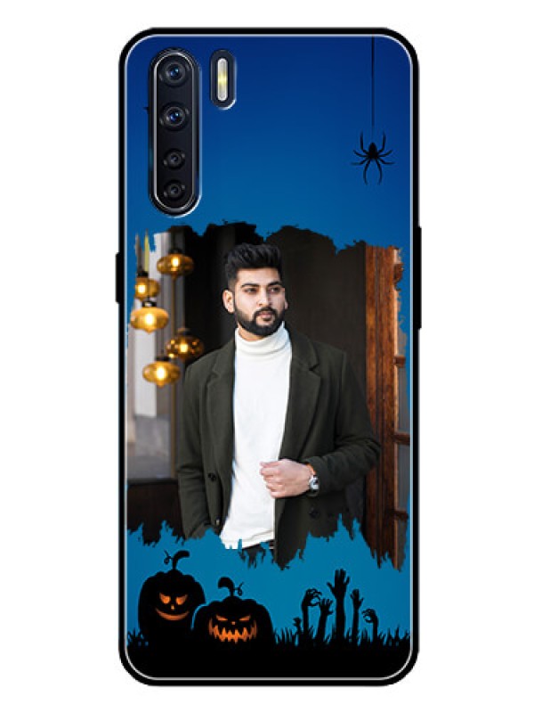 Custom Oppo F15 Photo Printing on Glass Case  - with pro Halloween design 