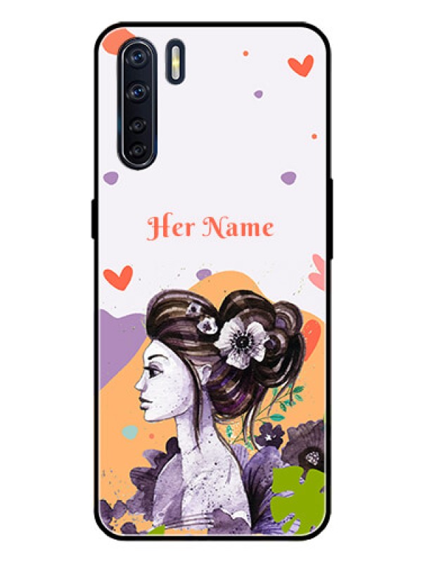 Custom Oppo F15 Personalized Glass Phone Case - Woman And Nature Design