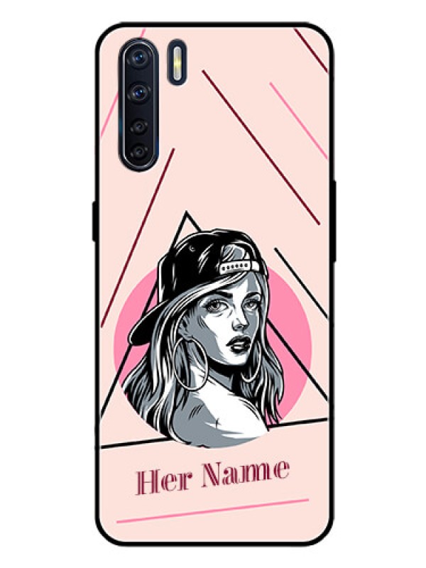 Custom Oppo F15 Personalized Glass Phone Case - Rockstar Girl Design