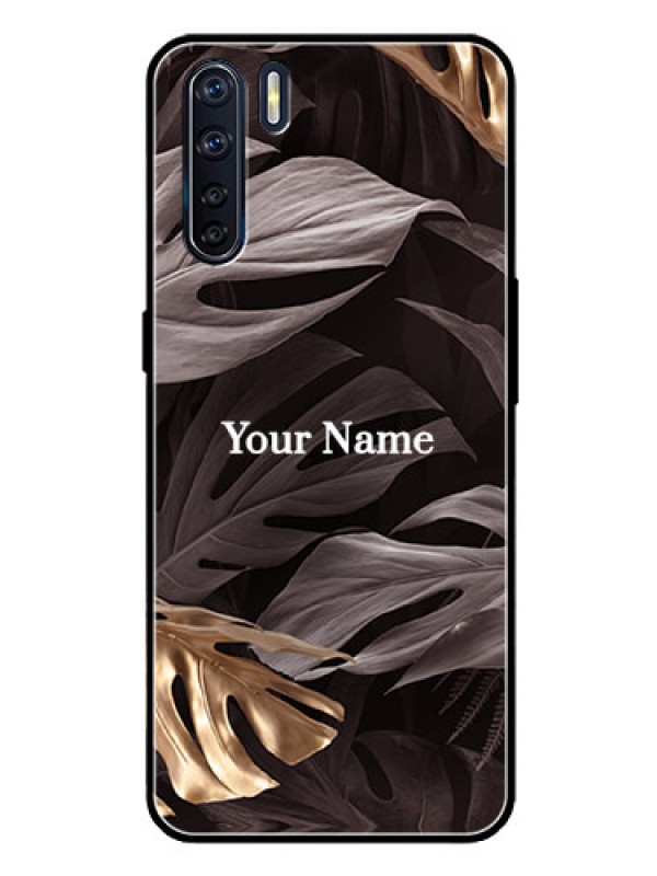 Custom Oppo F15 Personalised Glass Phone Case - Wild Leaves digital paint Design