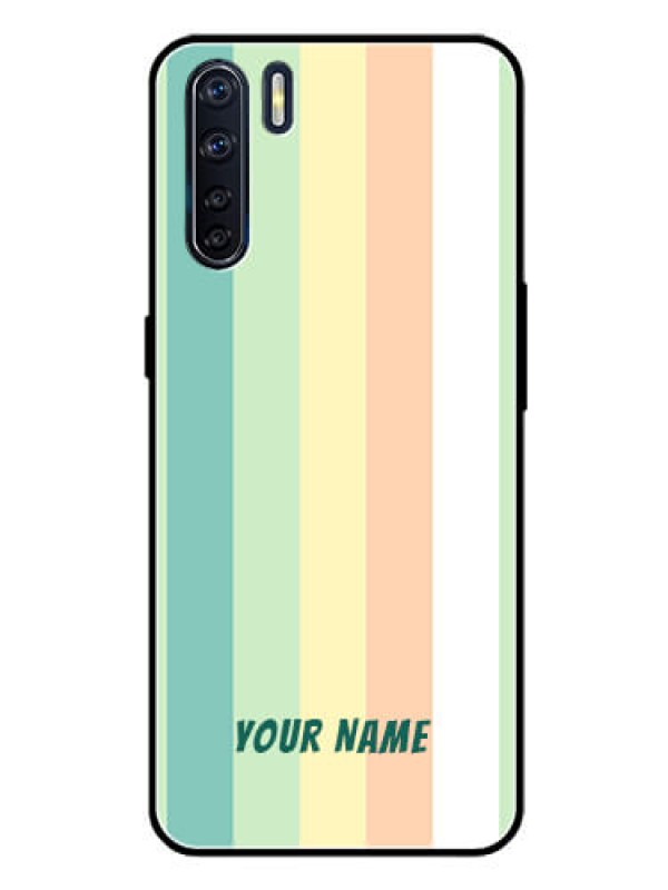Custom Oppo F15 Photo Printing on Glass Case - Multi-colour Stripes Design