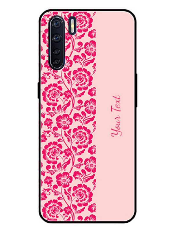 Custom Oppo F15 Custom Glass Phone Case - Attractive Floral Pattern Design