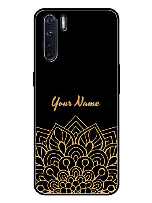 Custom Oppo F15 Custom Glass Phone Case - Golden mandala Design