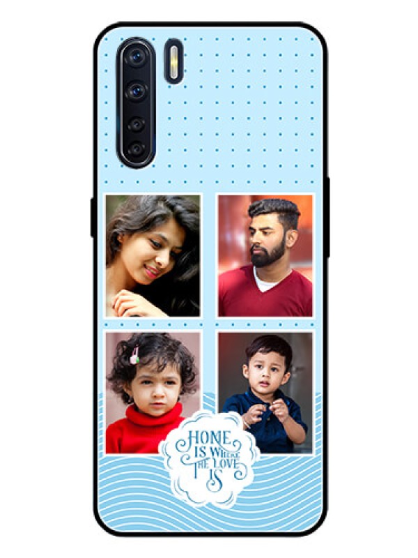 Custom Oppo F15 Custom Glass Phone Case - Cute love quote with 4 pic upload Design