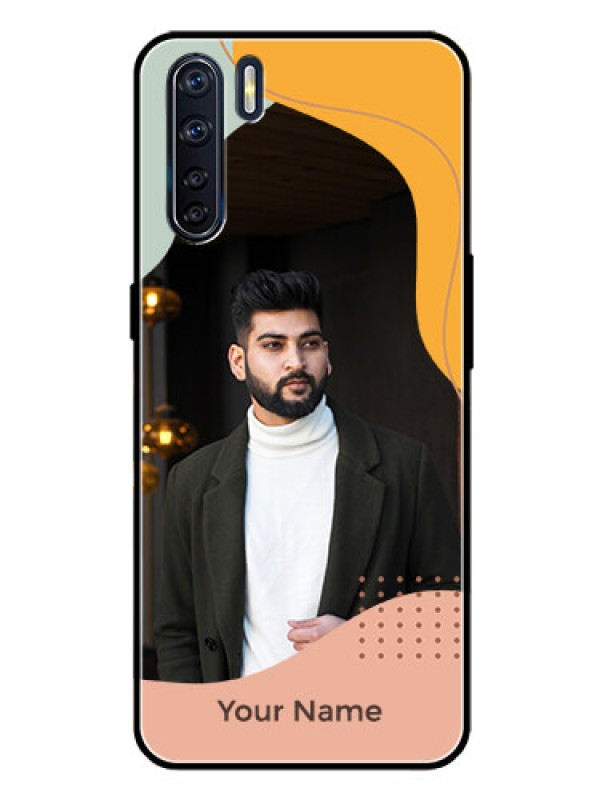 Custom Oppo F15 Personalized Glass Phone Case - Tri-coloured overlay design