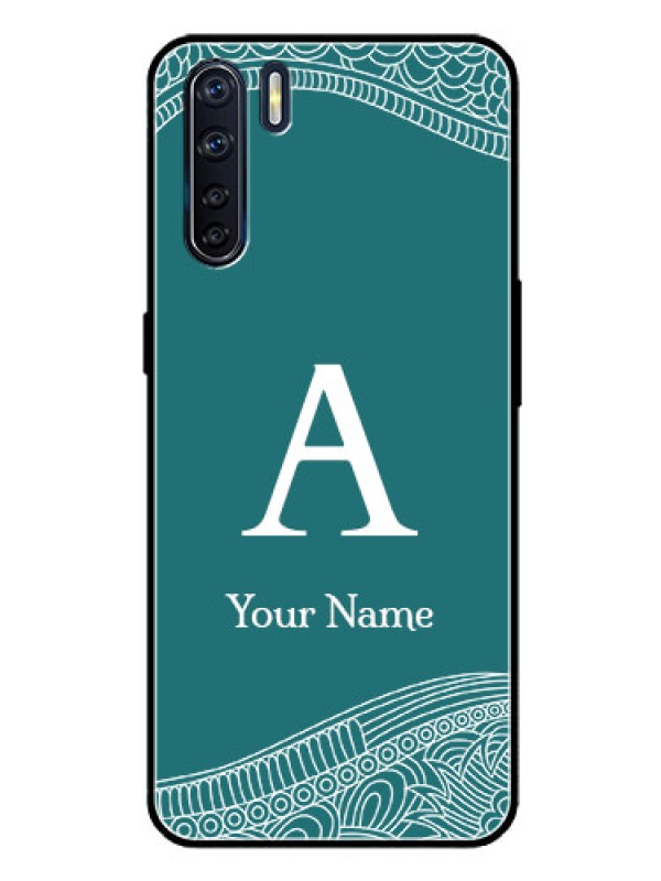 Custom Oppo F15 Personalized Glass Phone Case - line art pattern with custom name Design