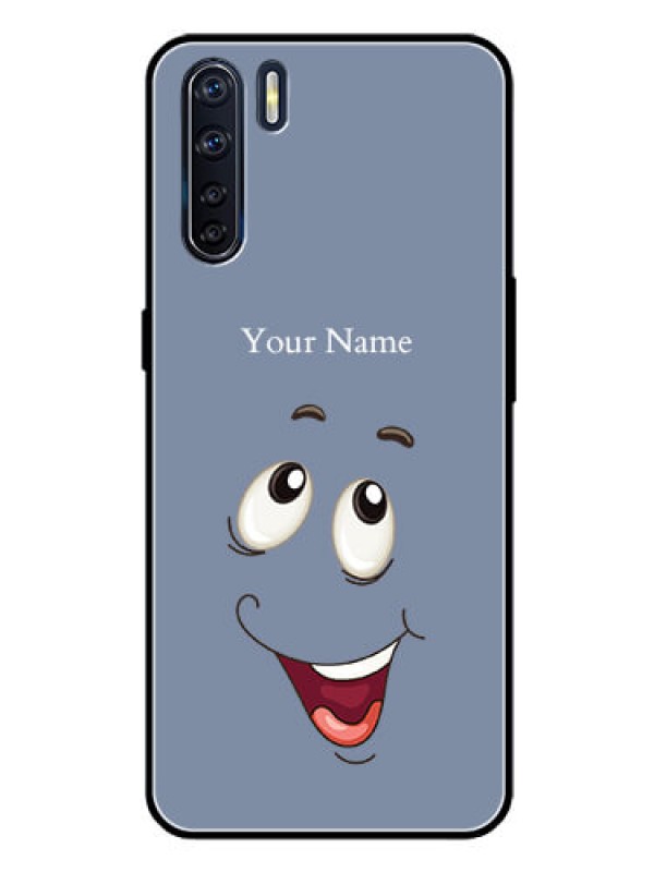 Custom Oppo F15 Photo Printing on Glass Case - Laughing Cartoon Face Design