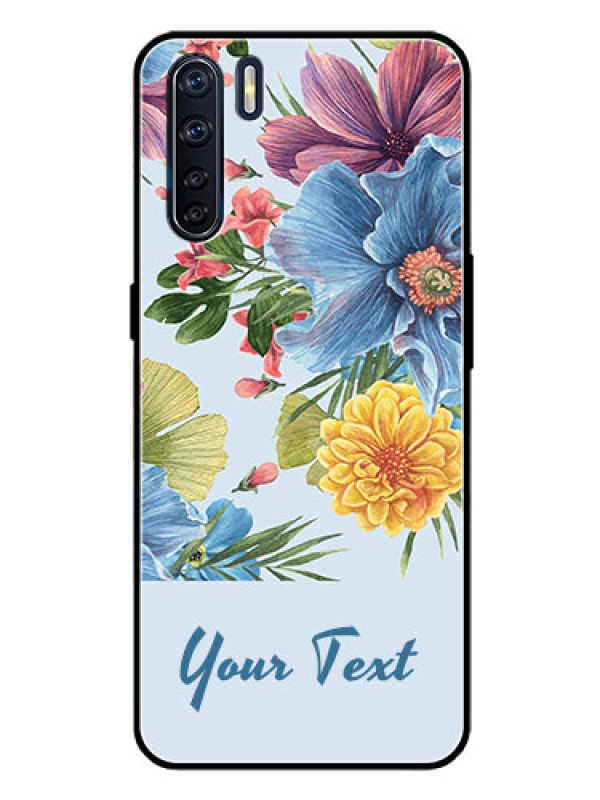 Custom Oppo F15 Custom Glass Mobile Case - Stunning Watercolored Flowers Painting Design