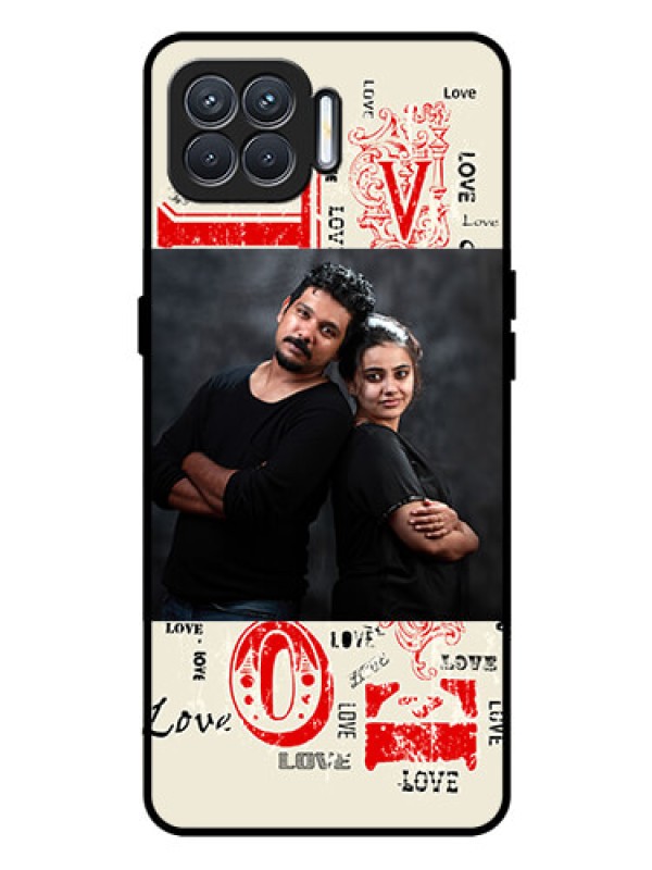 Custom Oppo F17 Pro Photo Printing on Glass Case  - Trendy Love Design Case
