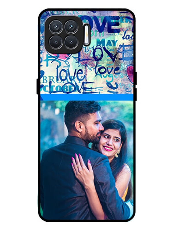 Custom Oppo F17 Pro Custom Glass Mobile Case  - Colorful Love Design