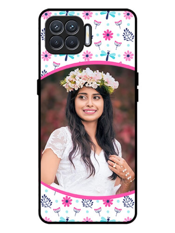 Custom Oppo F17 Pro Photo Printing on Glass Case  - Colorful Flower Design