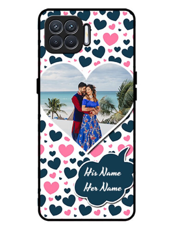 Custom Oppo F17 Pro Custom Glass Phone Case  - Pink & Blue Heart Design
