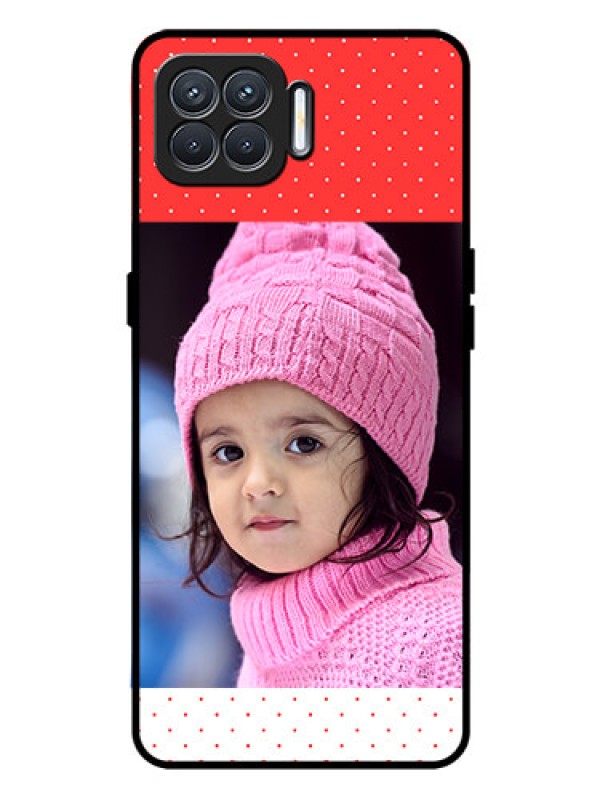 Custom Oppo F17 Pro Photo Printing on Glass Case  - Red Pattern Design
