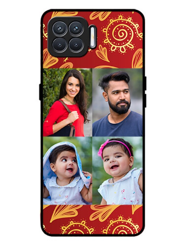 Custom Oppo F17 Pro Photo Printing on Glass Case  - 4 Image Traditional Design