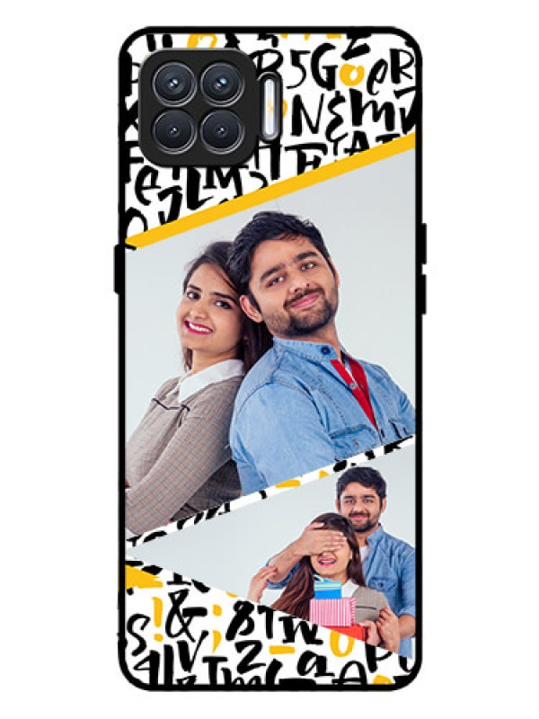 Custom Oppo F17 Pro Custom Glass Mobile Case  - Letters Pattern Design