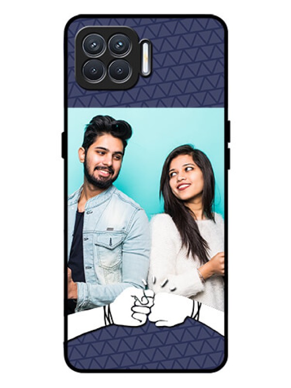 Custom Oppo F17 Pro Photo Printing on Glass Case  - with Best Friends Design  