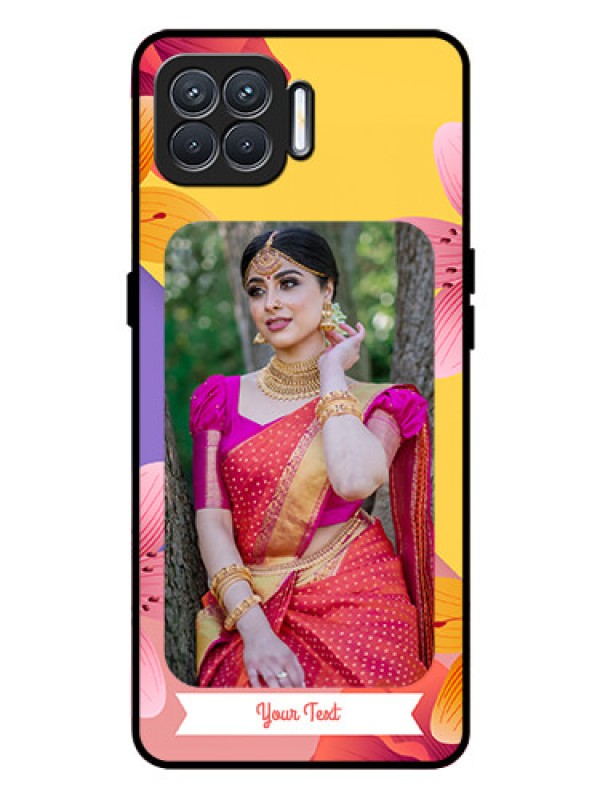 Custom Oppo F17 Pro Custom Glass Mobile Case  - 3 Image With Vintage Floral Design