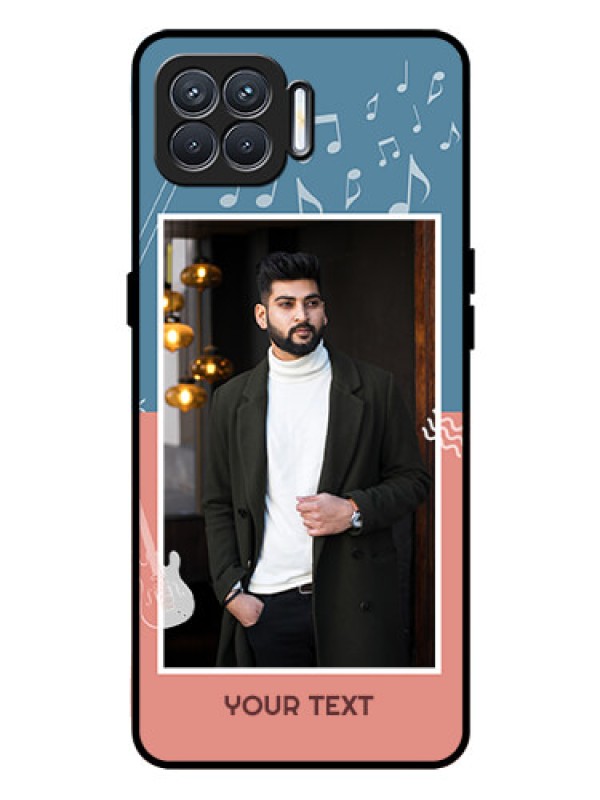 Custom Oppo F17 Pro Photo Printing on Glass Case  - with Color Musical Note Design