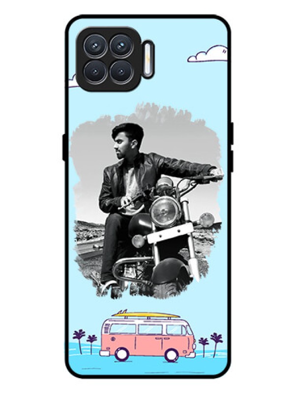 Custom Oppo F17 Pro Photo Printing on Glass Case  - Travel & Adventure Design