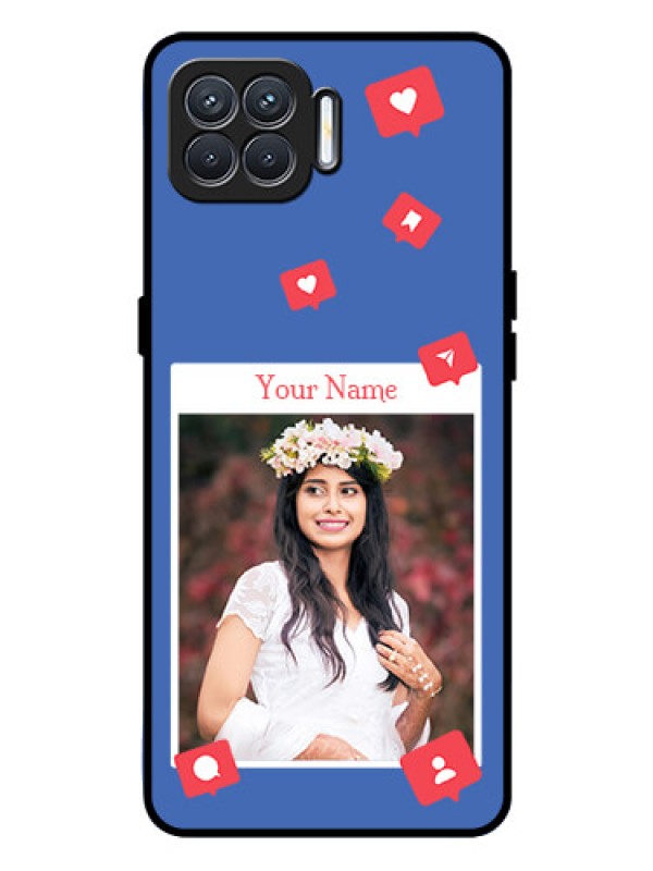 Custom Oppo F17 Pro Custom Glass Phone Case - Like Share And Comment Design