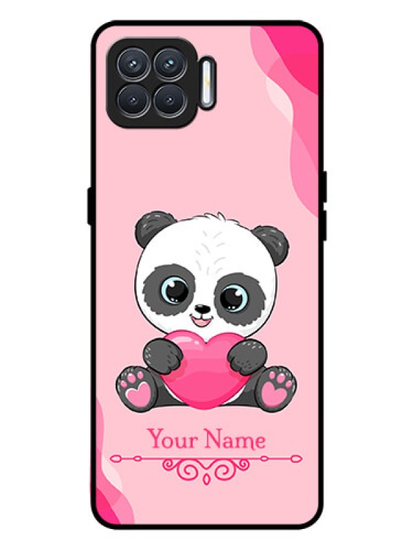 Custom Oppo F17 Pro Custom Glass Mobile Case - Cute Panda Design