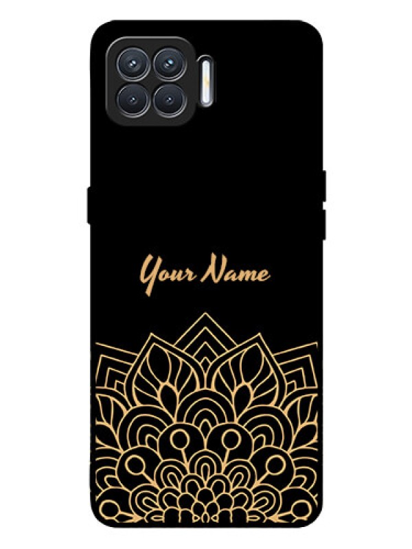 Custom Oppo F17 Pro Custom Glass Phone Case - Golden mandala Design