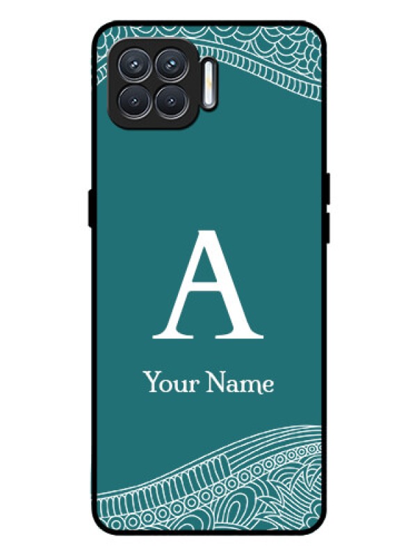 Custom Oppo F17 Pro Personalized Glass Phone Case - line art pattern with custom name Design