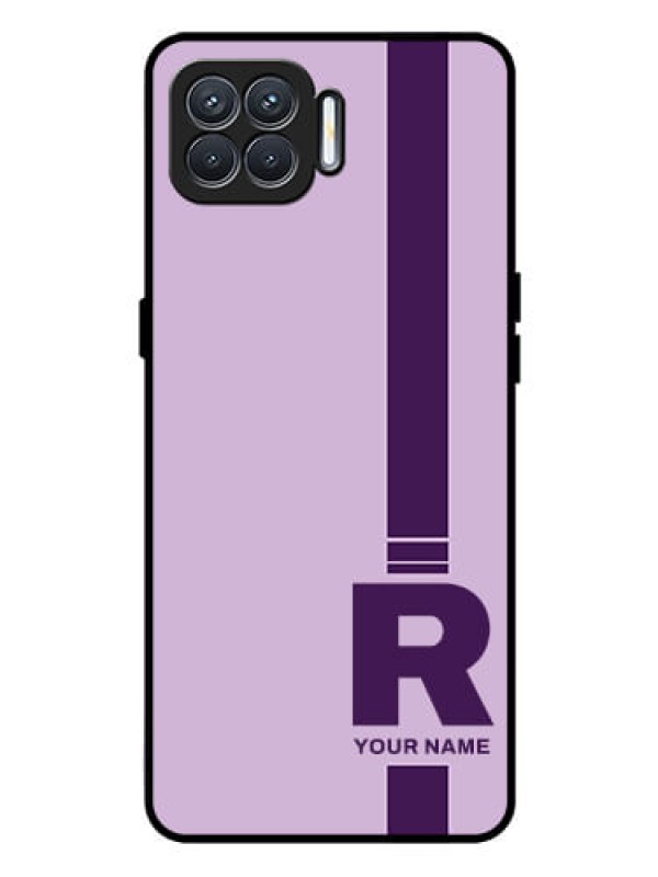 Custom Oppo F17 Pro Photo Printing on Glass Case - Simple dual tone stripe with name Design