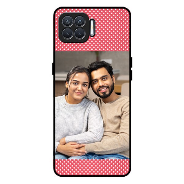 Oppo F17 Custom Glass Phone Case  - White Dotted Design