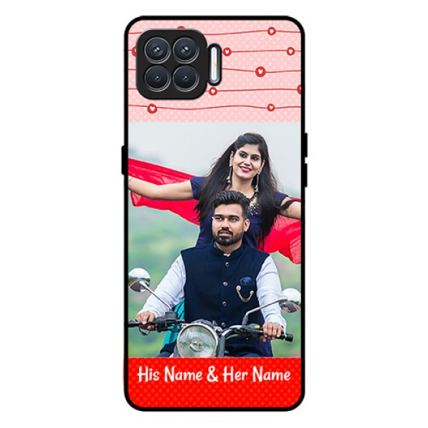 Oppo F17 Personalized Glass Phone Case  - Red Pattern Case Design