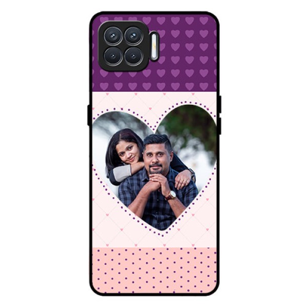 Oppo F17 Custom Glass Phone Case  - Violet Love Dots Design