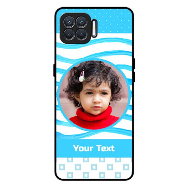 Oppo F17 Custom Glass Phone Case  - Simple Blue Case Design