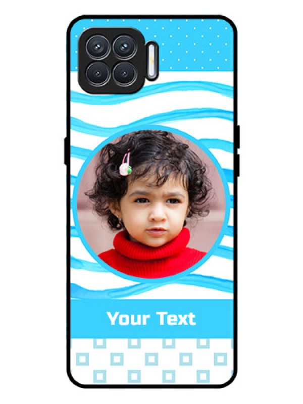 Custom Oppo F17 Custom Glass Phone Case  - Simple Blue Case Design