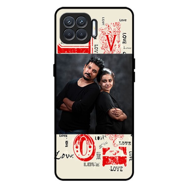 Oppo F17 Photo Printing on Glass Case  - Trendy Love Design Case