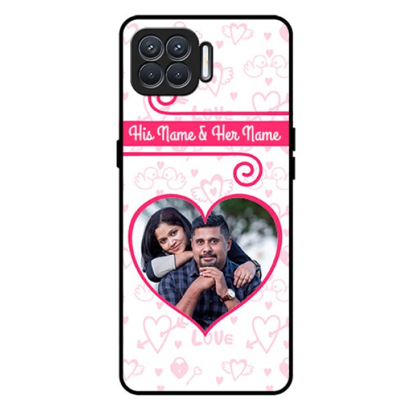 Oppo F17 Personalized Glass Phone Case - Heart Shape Love Design Oppo F17 Personalized Glass Phone Case - Heart Shape Love Design